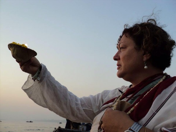 Kim LaRue at the Ganges River