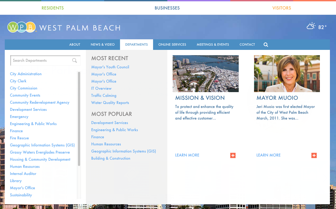 West Palm Beach Website Navigation
