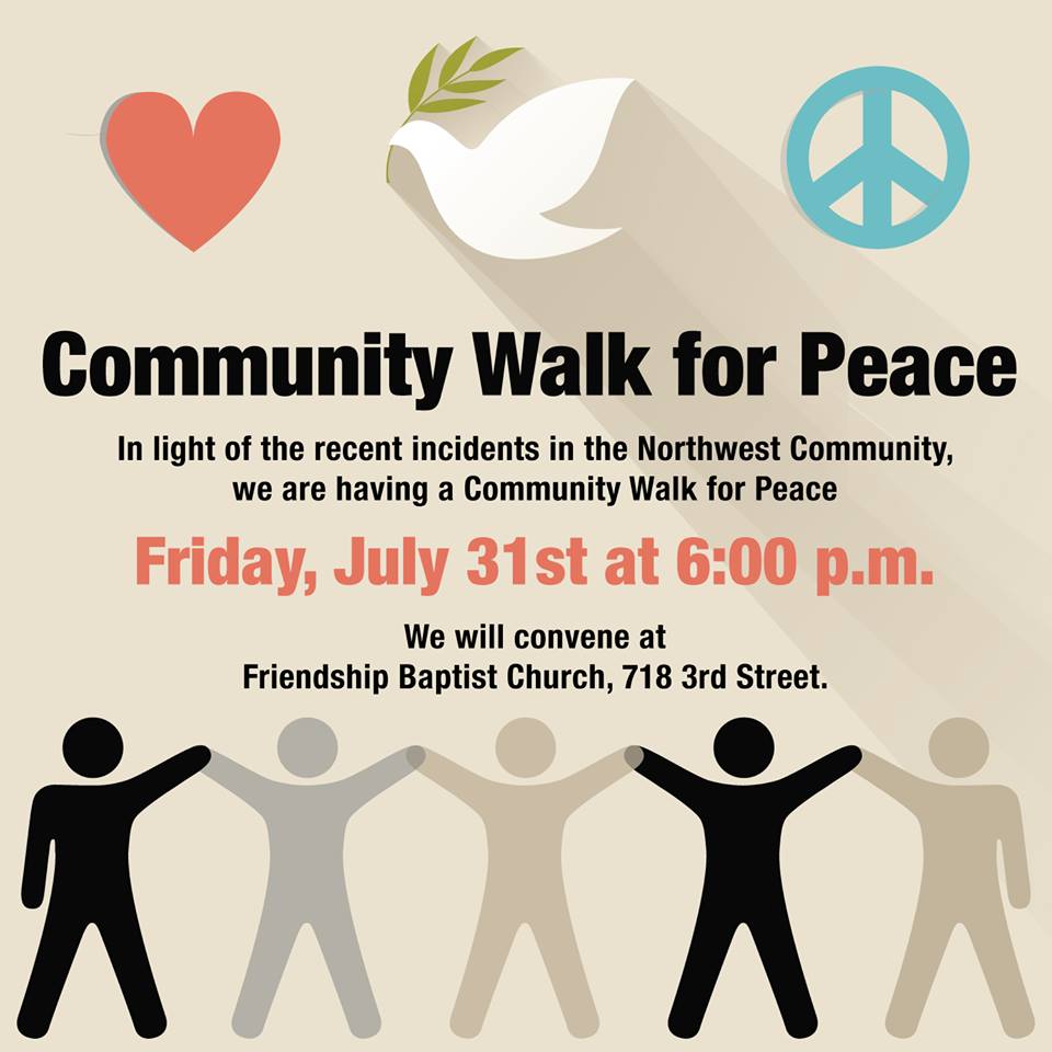 Join the Community Walk for Peace on this Friday, July 31st